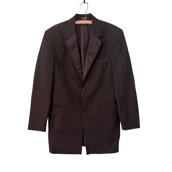 Men's Retro Andrew Fezza 40L Black Tuxedo Jacket with Collar & Satin Trim - Picture 1 of 6